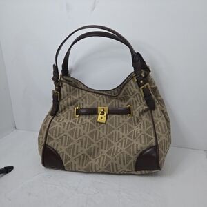 RALPH LAUREN AUTHENTIC KHAKI/BROWN 4 POSTER HOBO SIGNATURE BAG PURSE